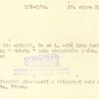 Kliknutím zvětšíte Název Madeta vznikl k roce 1944