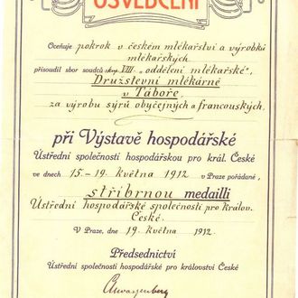 Stříbrná medaile z roku 1912