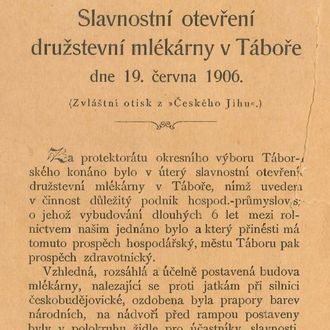 Kliknutím zvětšíte Slavnostní otevření táborské mlékárny 1/2